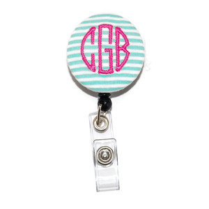 mint seersucker personalized id badge reel mint seersucker personalized id badge reel