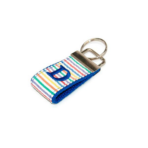 Stripes on Royal Blue with Initial Mini Key Fob Stripes on Royal Blue with Initial Mini Key Fob