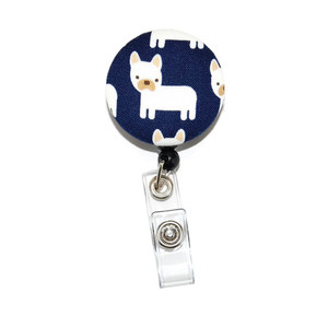 french bulldog id badge reel with fabric cover french bulldog id badge reel with fabric cover