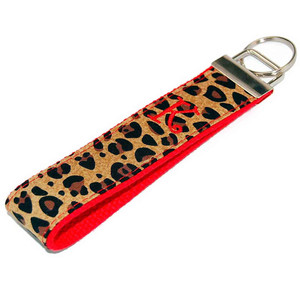 Leopard on Red Personalized Key Fob Leopard on Red Personalized Key Fob
