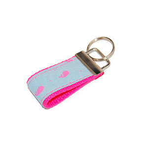 Pink Whales on Light Blue Mini Key Fob Pink Whales on Light Blue Mini Key Fob