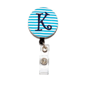 turquoise seersucker personalized id badge reel turquoise seersucker personalized id badge reel