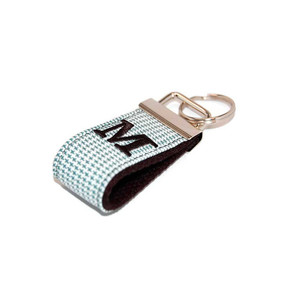 Gray Houndstooth with Black Mini Personalized Key Fob Gray Houndstooth with Black Mini Personalized Key Fob