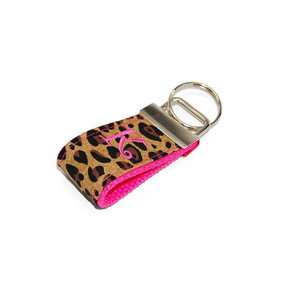 Leopard and Pink Mini Personalized Key Fob Leopard and Pink Mini Personalized Key Fob