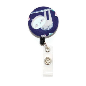sloth id badge reel with fabric cover sloth id badge reel with fabric cover
