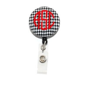 black houndstooth personalized id badge reel black houndstooth personalized id badge reel