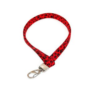 Paw Prints Black on Red Lanyard Picture 1 Paw Prints Black on Red Lanyard Picture 1