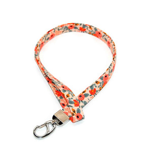 Floral Coral Mint Fabric Lanyard Picture 1 Floral Coral Mint Fabric Lanyard Picture 1
