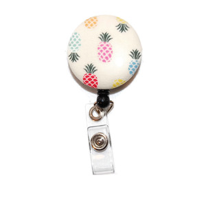 pineapple id badge reel with fabric cover pineapple id badge reel with fabric cover