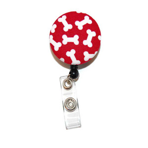 dog bone id badge reel with fabric cover dog bone id badge reel with fabric cover