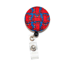 red crabs id badge reel with fabric cover red crabs id badge reel with fabric cover
