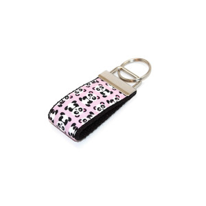 Panda Bear on Pink Mini Key Fob Panda Bear on Pink Mini Key Fob