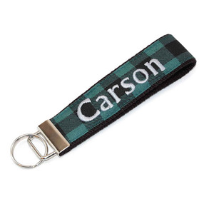 Green and Black Buffalo Check Personalized Key Fob Green and Black Buffalo Check Personalized Key Fob