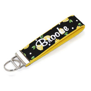 Lemons on Black Personalized Key Fob Lemons on Black Personalized Key Fob