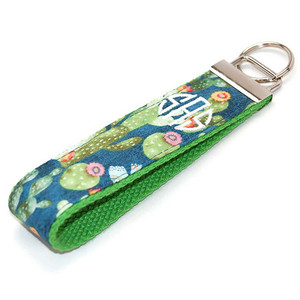 Cactus on Blue Personalized Key Fob Cactus on Blue Personalized Key Fob