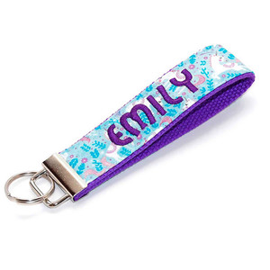 Unicorns on Purple Personalized Key Fob Unicorns on Purple Personalized Key Fob