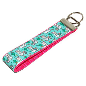 llama & cactus keychain silver hardware in wristlet size llama & cactus keychain silver hardware in wristlet size