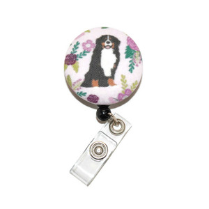 bernese mountain id badge reel with fabric cover bernese mountain id badge reel with fabric cover