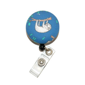 sloth hang id badge reel with fabric cover sloth hang id badge reel with fabric cover