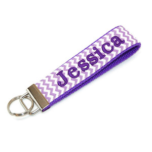Chevron Purple Personalized with Name Key Fob Chevron Purple Personalized with Name Key Fob