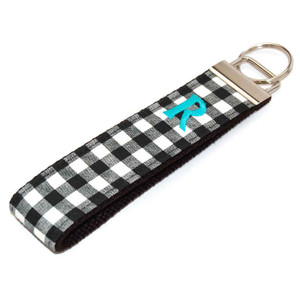 Check Black and White Personalized With Letter Keychain Check Black and White Personalized With Letter Keychain