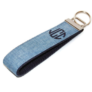 Chambray Personalized Keychain with Monogram Chambray Personalized Keychain with Monogram