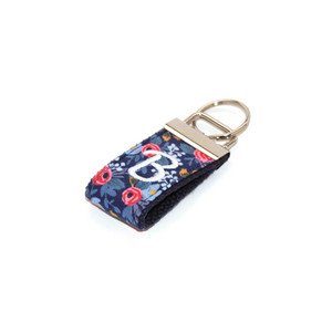Flowers Coral Navy Mini Keychain Personalized with Letter Flowers Coral Navy Mini Keychain Personalized with Letter