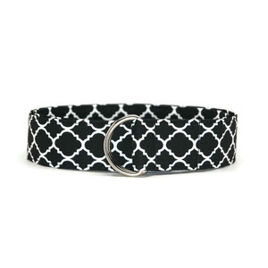 Black White Quatrefoil Fabric Belt Black White Quatrefoil Fabric Belt