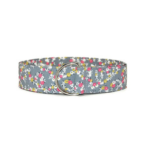 Grey and Pink Flowers Fabric Belt Grey and Pink Flowers Fabric Belt