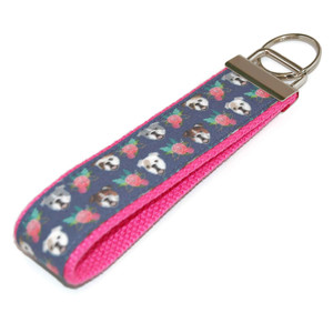 English Bulldog Floral Keychain English Bulldog Floral Keychain