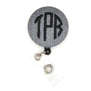 gray texture crosshatch  personalized id badge reel