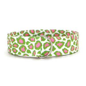 Wild Lime Leopard Fabric Belt with D Ring Closure Wild Lime Leopard Fabric Belt with D Ring Closure