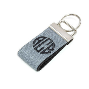 Fabric Gray Mini Keychain Personalized with Monogram Fabric Gray Mini Keychain Personalized with Monogram