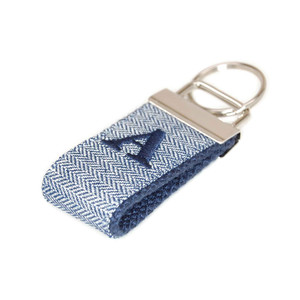 Herringbone Navy Mini Keychain Personalized with Letter Herringbone Navy Mini Keychain Personalized with Letter
