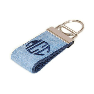 Chambray Blue Mini Keychain Personalized Monogram Chambray Blue Mini Keychain Personalized Monogram