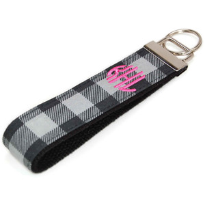 Buffalo Check Gray Black Keychain Personalized Monogram Picture 1 Buffalo Check Gray Black Keychain Personalized Monogram Picture 1