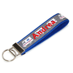 Mail Truck Gray Fabric Keychain Personalized Name Picture 1 Mail Truck Gray Fabric Keychain Personalized Name Picture 1