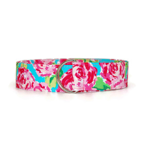 Roses on Aqua Fabric Belt Picture 1 Roses on Aqua Fabric Belt Picture 1