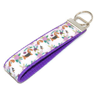 Beagle Dog on Purple Keychain Picture 1 Beagle Dog on Purple Keychain Picture 1
