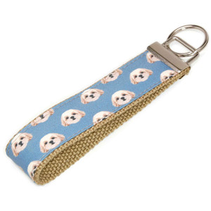 Shih Tzu Dog Blue Gray Fabric Keychain Picture 1 Shih Tzu Dog Blue Gray Fabric Keychain Picture 1