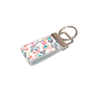 Schnauzer Dog Floral Fabric Mini Keychain Picture 1 Schnauzer Dog Floral Fabric Mini Keychain Picture 1