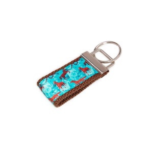 Horses on Teal Green Ribbon Mini Keychain Picture 1 Horses on Teal Green Ribbon Mini Keychain Picture 1