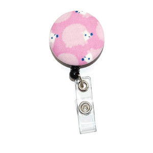 pink hedgehog id badge reel with mylar cover pink hedgehog id badge reel with mylar cover