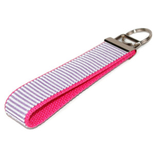 purple seersucker keychain silver hardware in wristlet size purple seersucker keychain silver hardware in wristlet size
