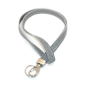 black gingham fabric lanyard black gingham fabric lanyard