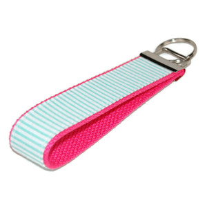 mint seersucker keychain silver hardware in wristlet size mint seersucker keychain silver hardware in wristlet size