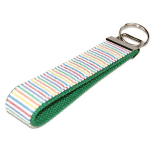 rainbow seersucker keychain silver hardware in wristlet size rainbow seersucker keychain silver hardware in wristlet size