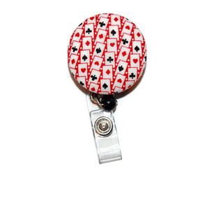 playing cards id badge reel with mylar cover playing cards id badge reel with mylar cover