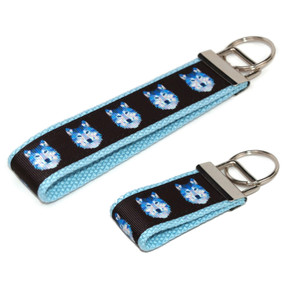 wolf keychain silver hardware in both wristlet and mini size wolf keychain silver hardware in both wristlet and mini size