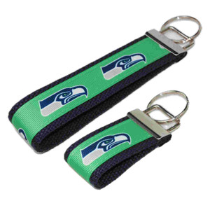seahawks keychain silver hardware in both wristlet and mini size seahawks keychain silver hardware in both wristlet and mini size